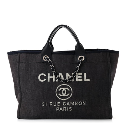 Chanel Denim Medium Deauville Tote Dark Blue 1 of 11