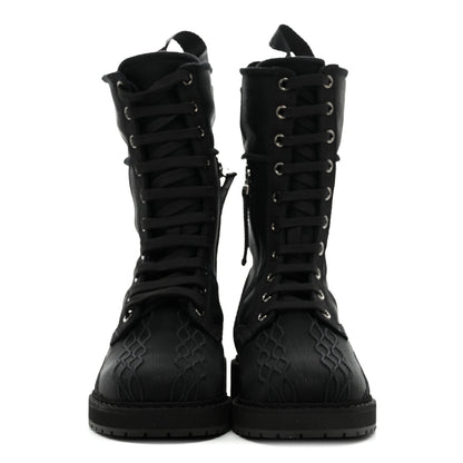 Fendi Mesh Canvas Embroidered Womens Lace Up Boots 36 Black 3 of 8