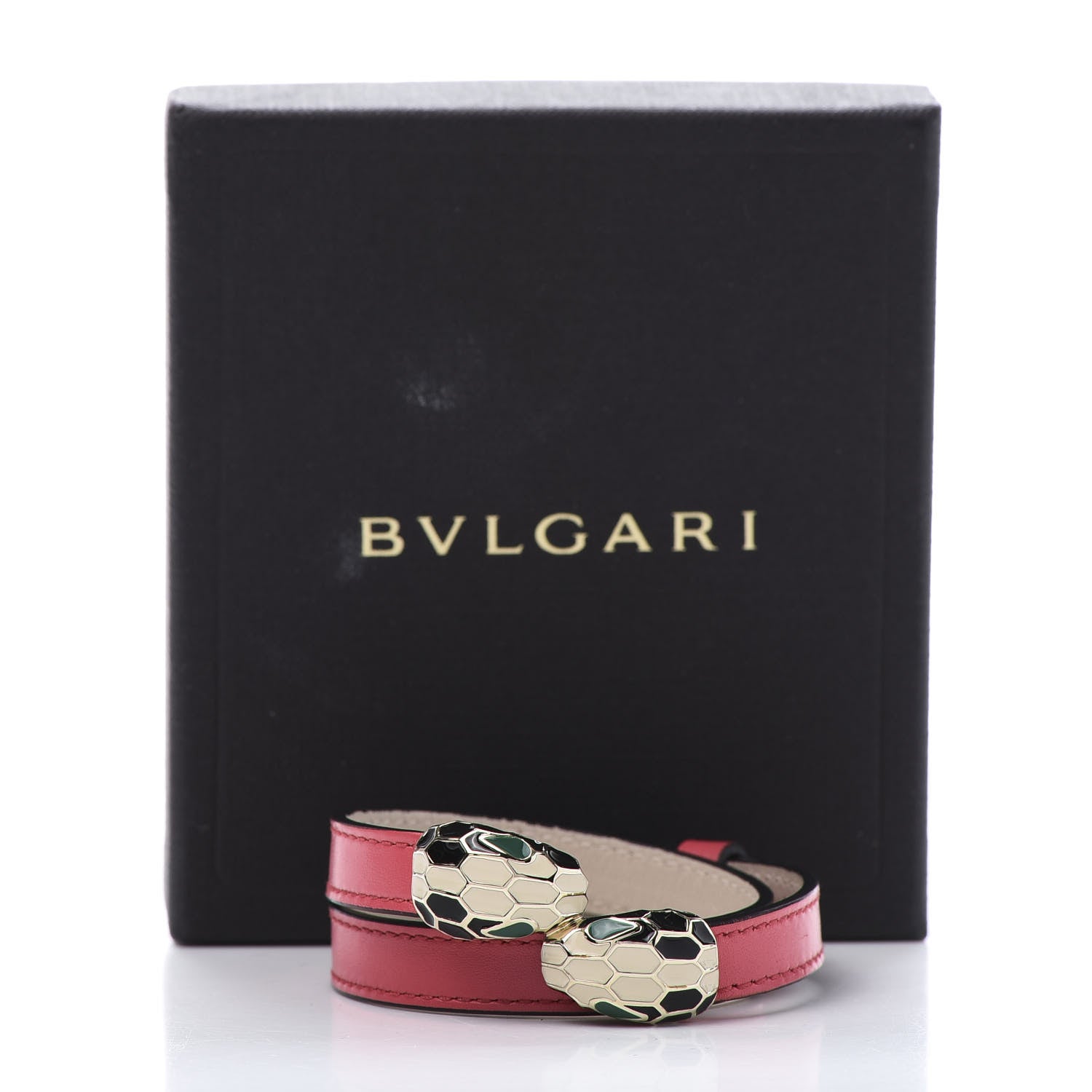 Bulgari Calfskin Serpenti Forever Double Coil Bracelet Reef Coral 6 of 6