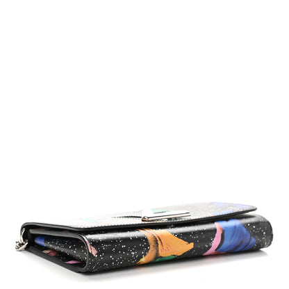 Louis Vuitton Calfskin Splash Print Twist Chain Wallet Black 4 of 8