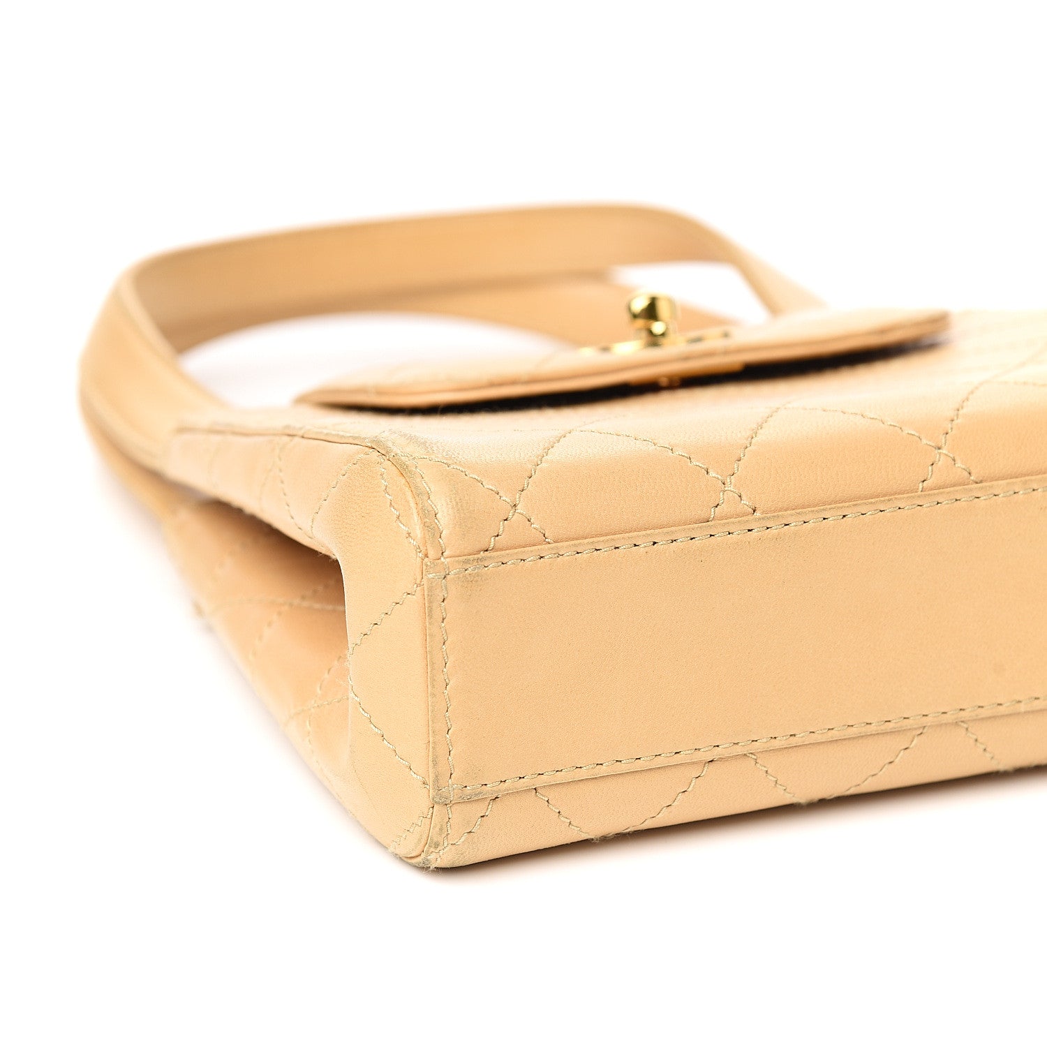 Chanel Lambskin Stitched Top Handle Flap Bag Beige 8 of 9