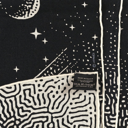 Hermes Silk Cashmere Clair De Lune Shawl 140 Black White 3 of 3