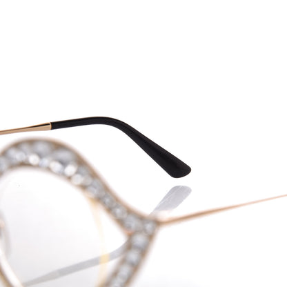Gucci Metal Crystal Cat Eye Glasses GG0046/S Gold 5 of 7