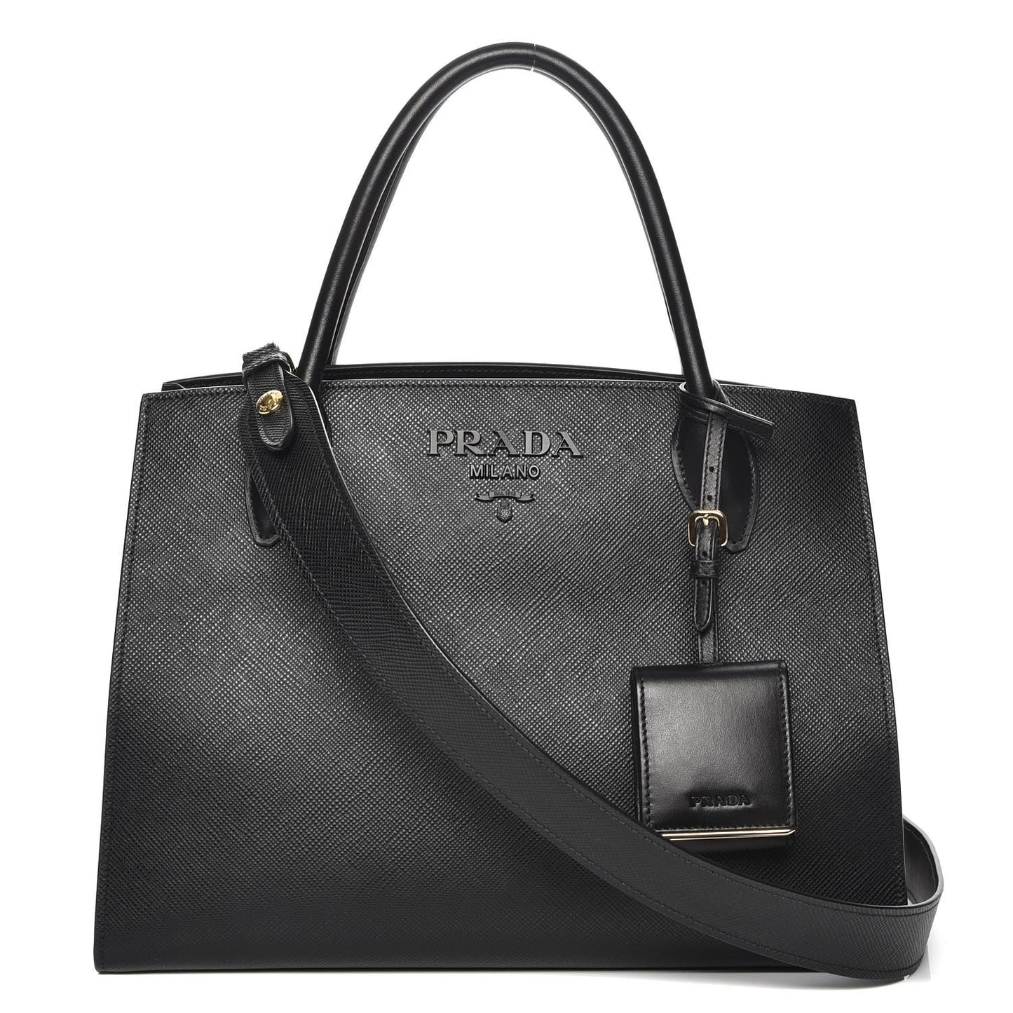 Saffiano Cuir Calfskin Medium Monochrome Top Handle Tote Black