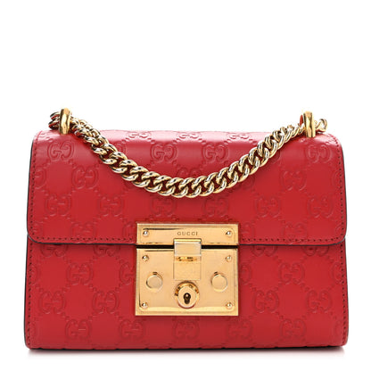 Gucci Guccissima Small Padlock Shoulder Bag Hibiscus Red 1 of 12