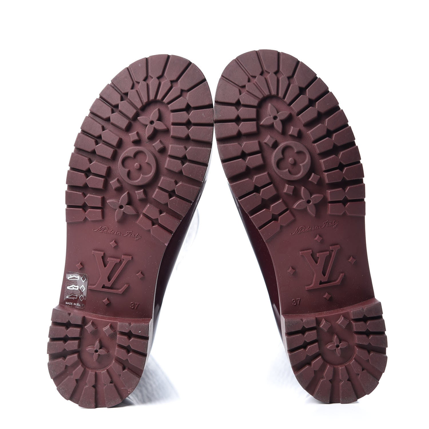 Louis Vuitton Rubber Embossed Monogram Splash Rain Boots 37 Burgundy 7 of 9