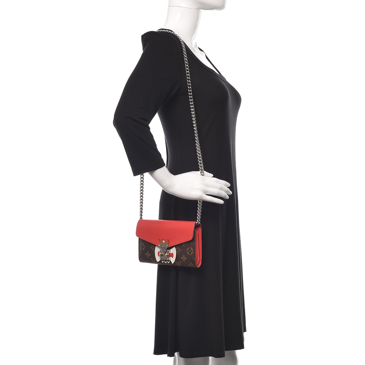 Monogram Tribal Mask Chain Wallet Rouge