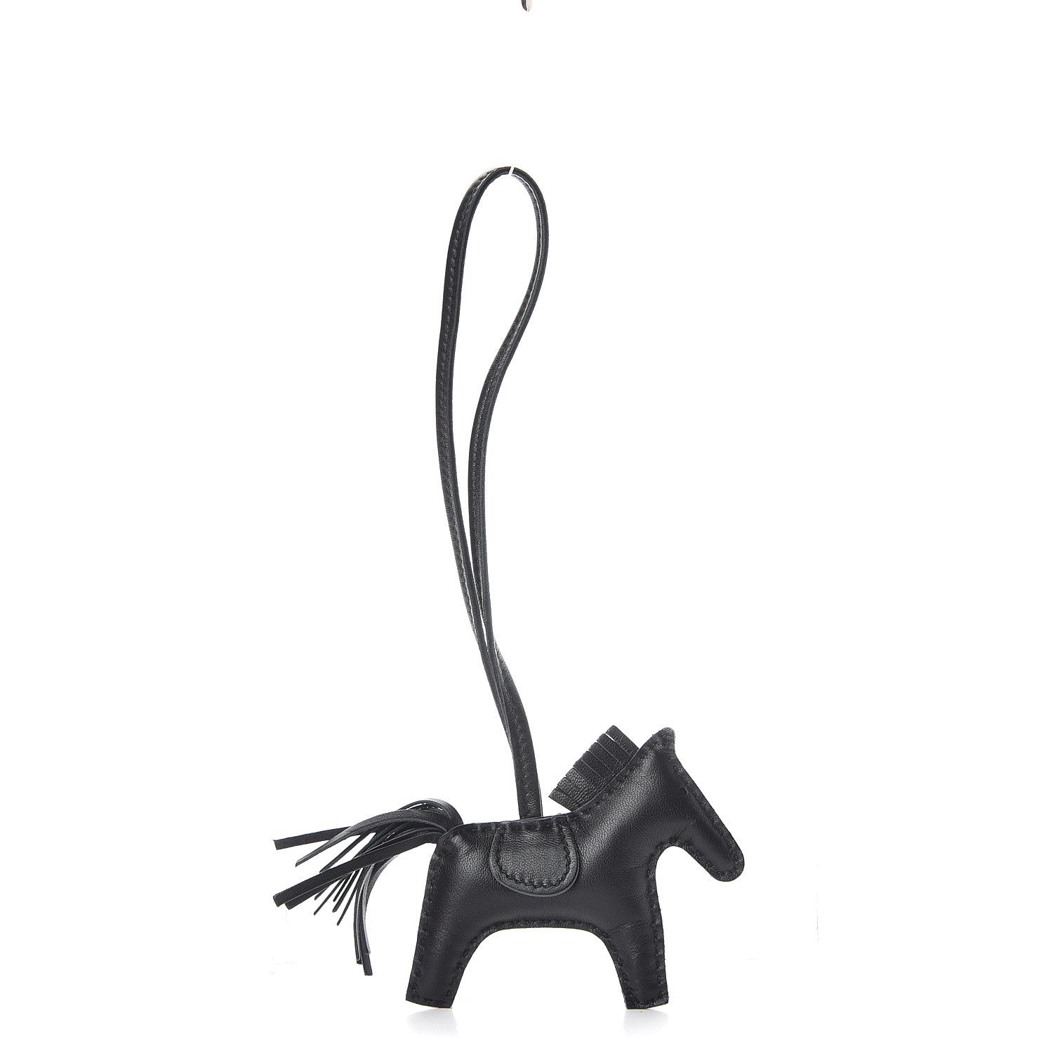 Hermes Milo Lambskin Grigri Rodeo Horse Bag Charm PM So Black 1 of 5