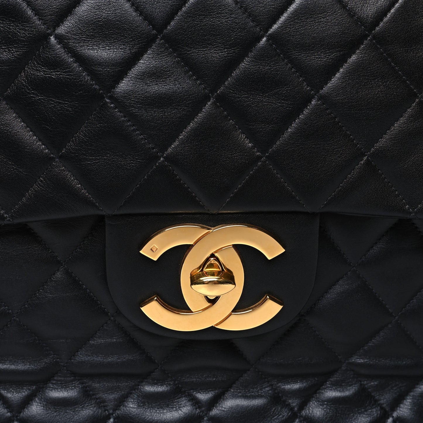 Lambskin Quilted XL Jumbo Single Flap Black