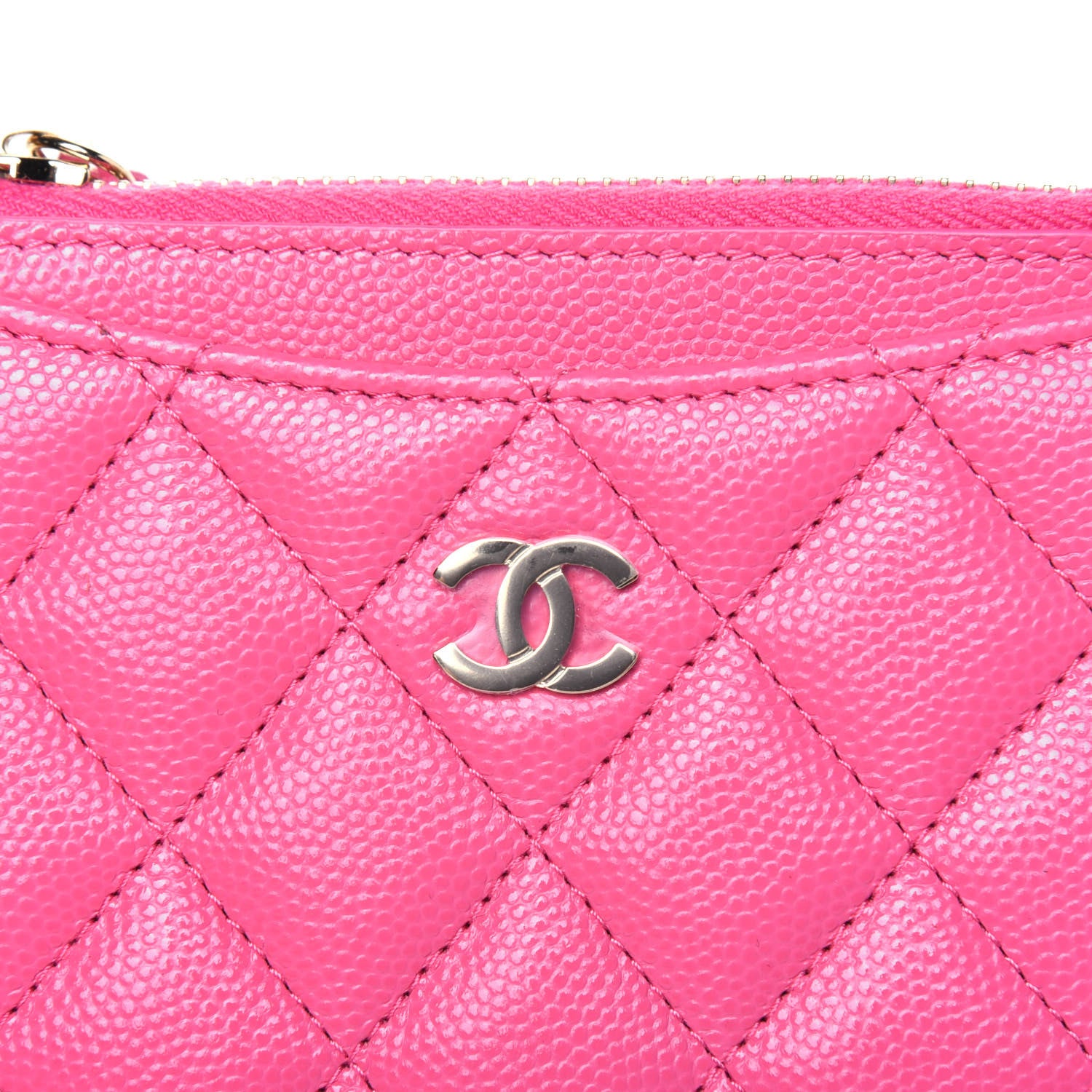 Chanel Caviar Quilted CC Zip Card Holder Pink 10 of 11