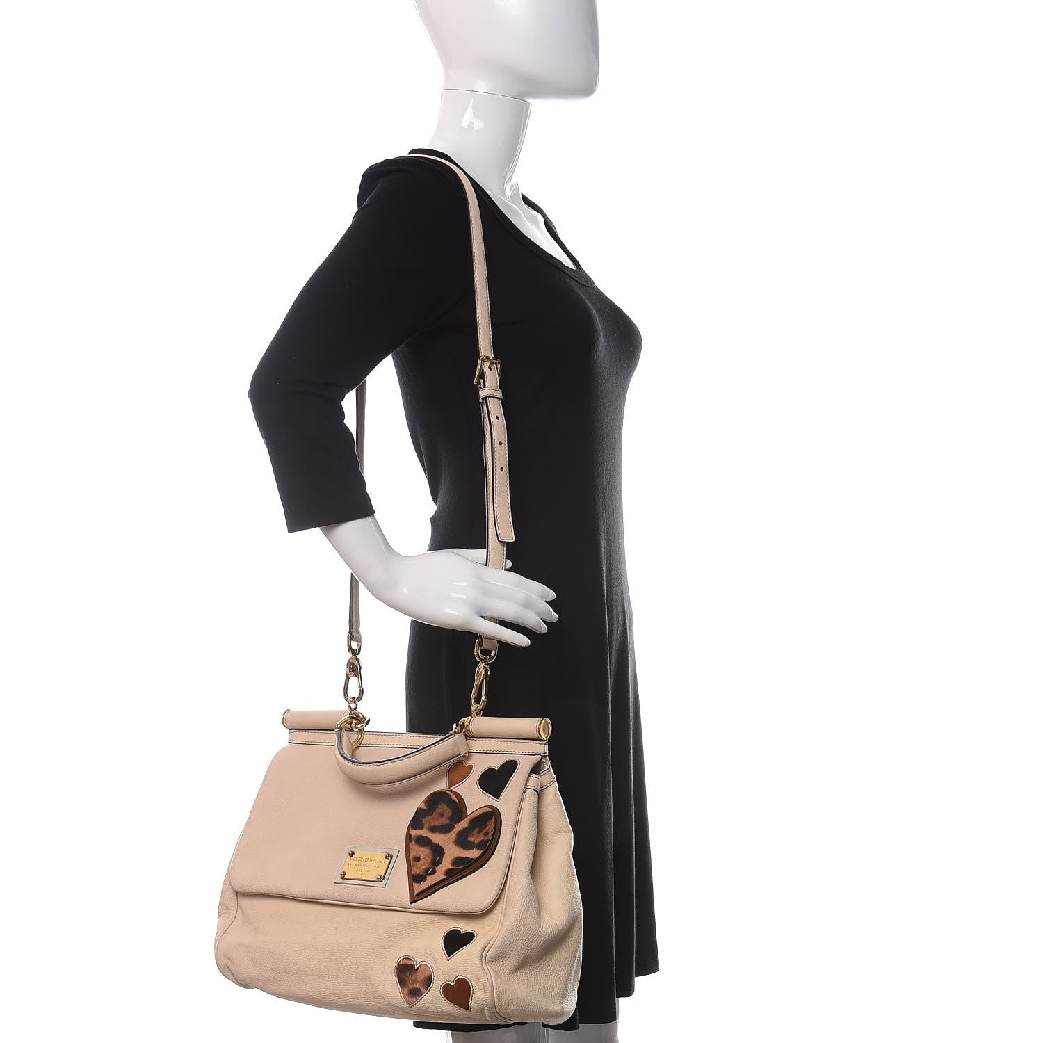 Dolce & Gabbana Goatskin Large Miss Sicily Leopard Heart Satchel Ivory 2 of 16