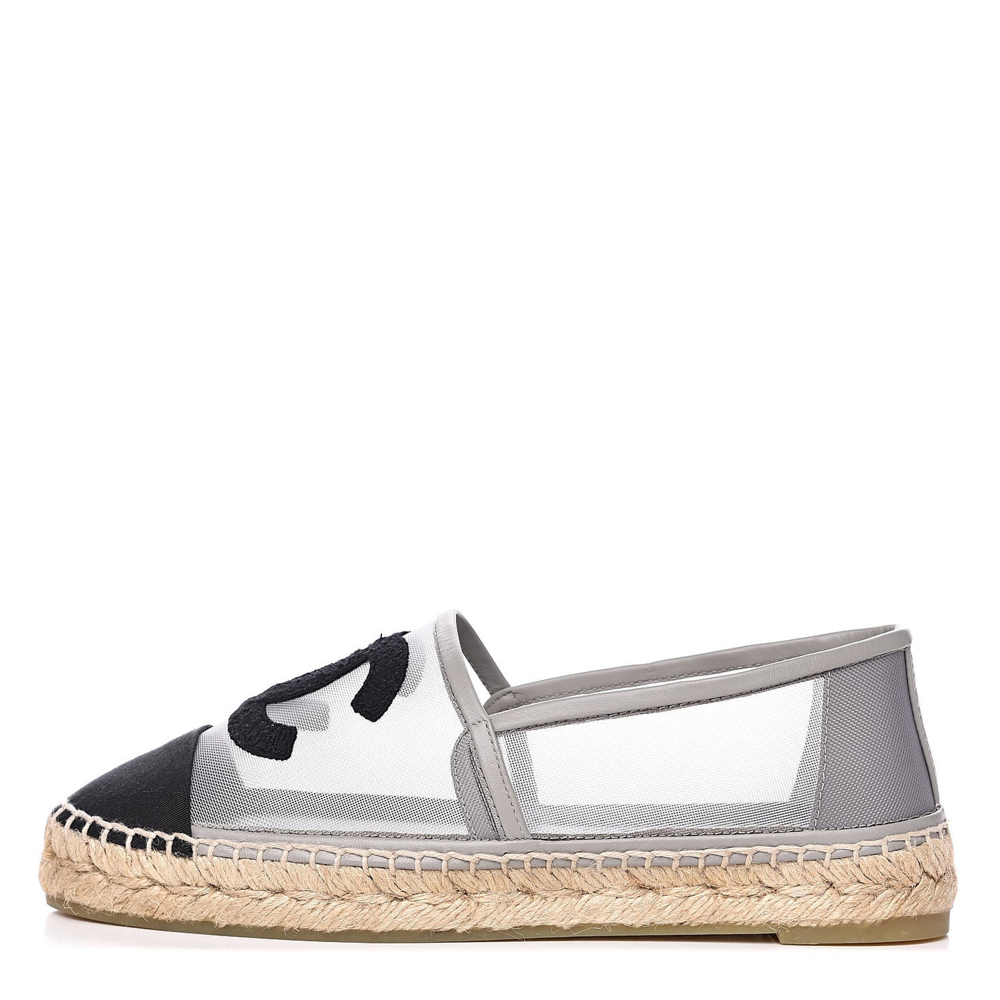 Mesh Grosgrain CC Espadrilles 37 Grey