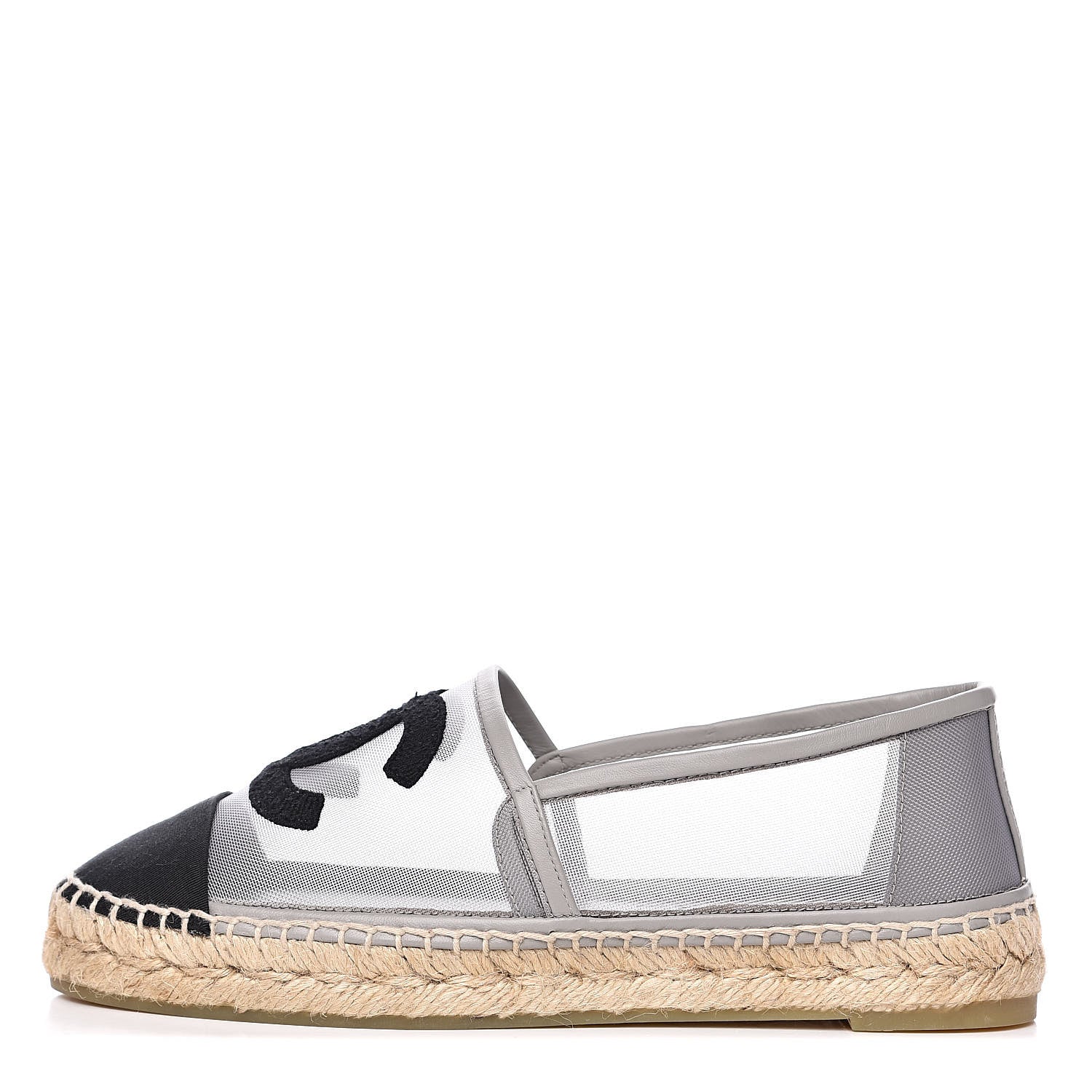 Chanel Mesh Grosgrain CC Espadrilles 37 Grey 1 of 10