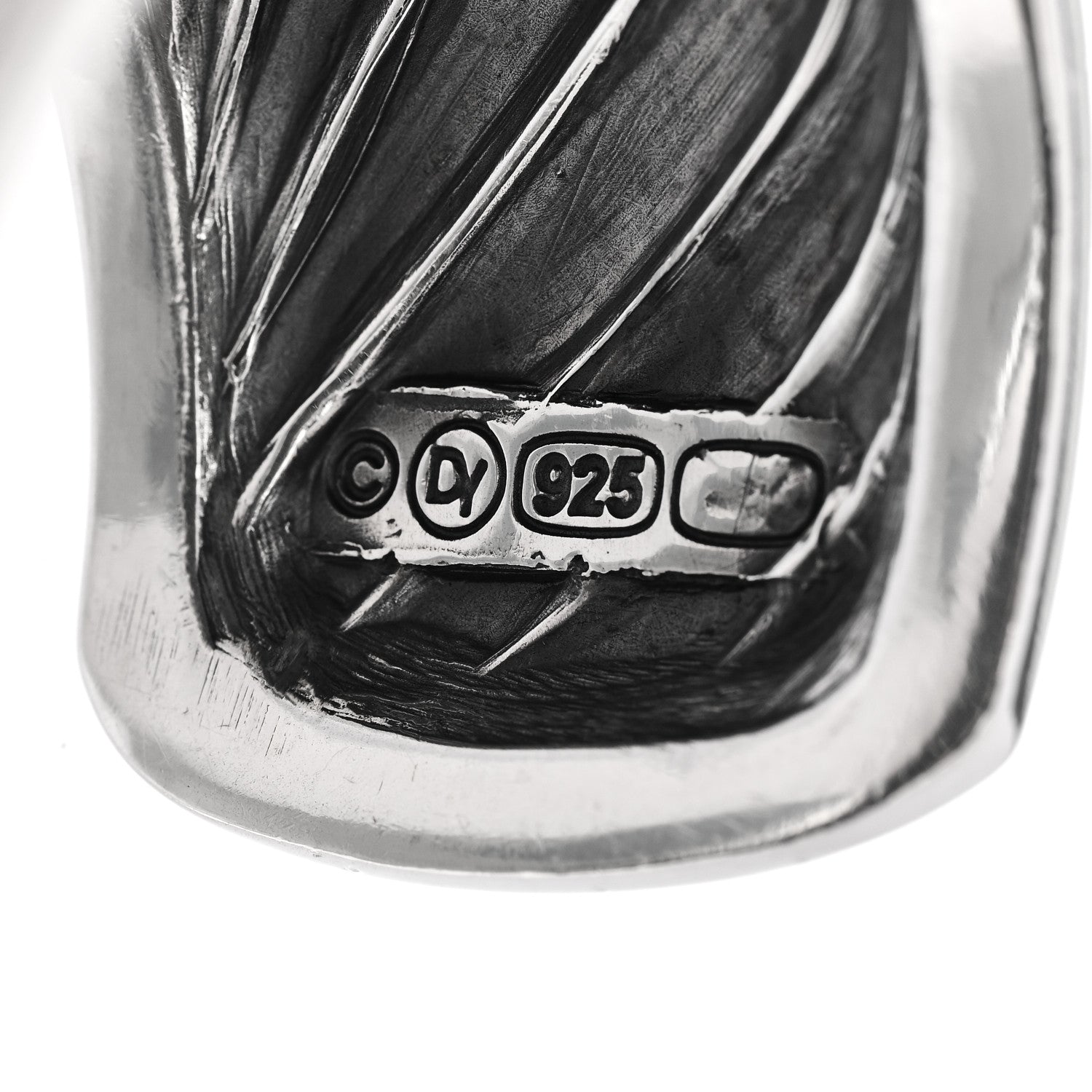 David Yurman Sterling Silver Diamond 41mm Sculpted Cable Cuff Bracelet 3 of 3