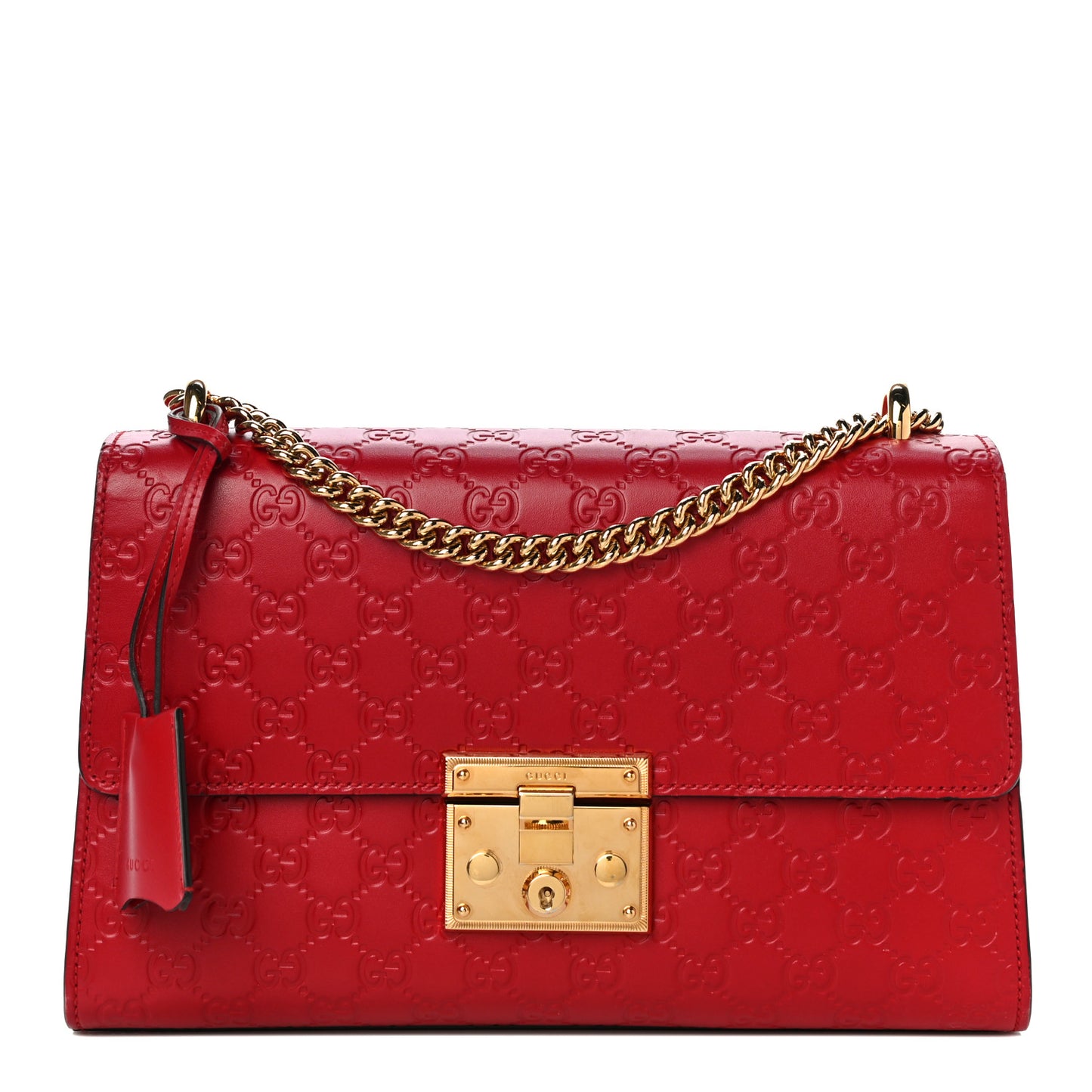 Guccissima Medium Padlock Shoulder Bag Hibiscus Red