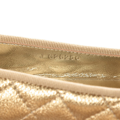 Chanel Metallic Lambskin Quilted Cap Toe Ballerina Flats 36 Gold 7 of 13