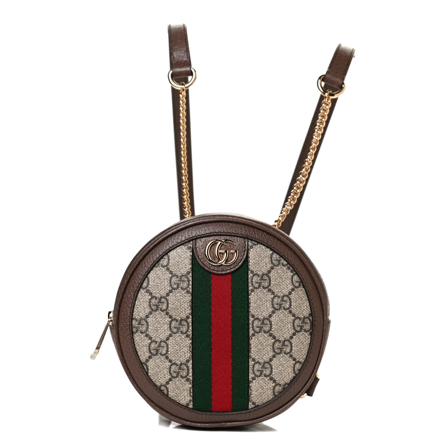 GG Supreme Monogram Web Mini Ophidia Round Backpack Brown