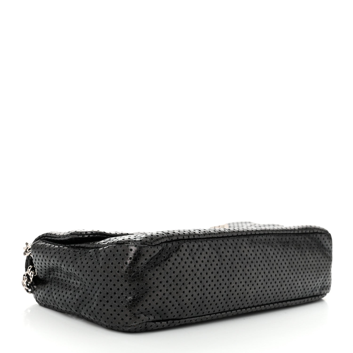 Chanel Metallic Crackled Calfskin Perforated Drill Flap Black 4 of 11