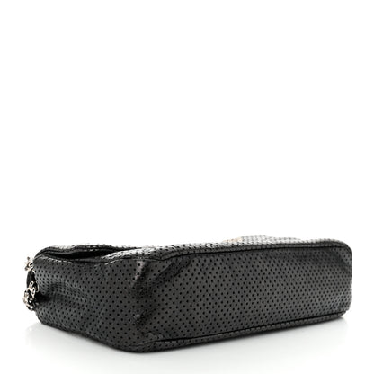Chanel Metallic Crackled Calfskin Perforated Drill Flap Black 4 of 11