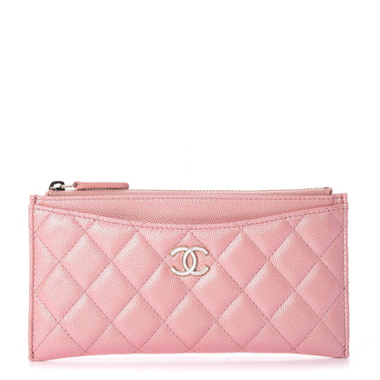 Chanel Iridescent Caviar Quilted Classic Zip Pouch Pink 1 of 8