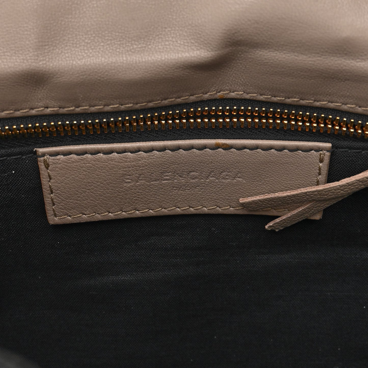 Chevre Gold Metallic Edge Hardware Envelope Clutch Gris Taupe