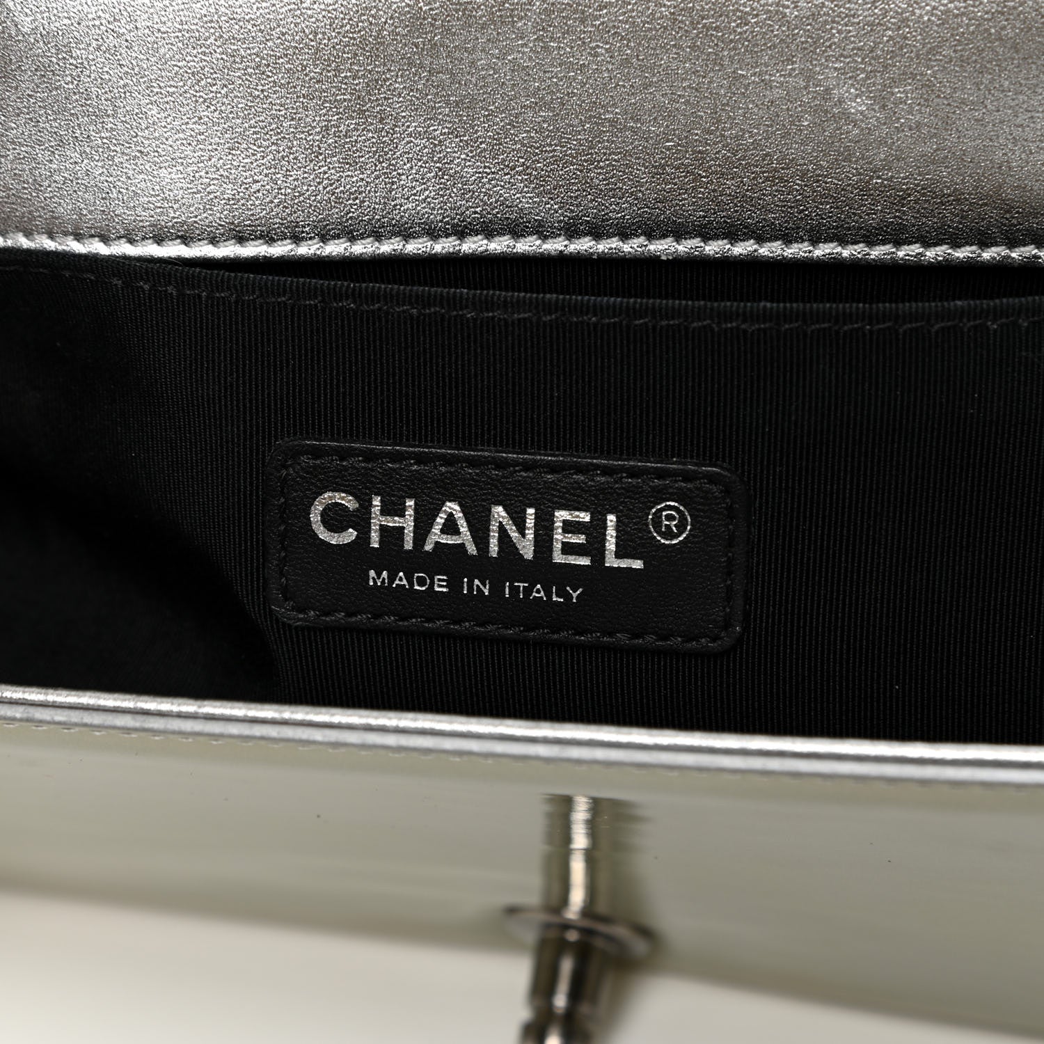 Chanel Metallic Patent Calfskin Quilted Medium Boy Flap Silver 5 of 16