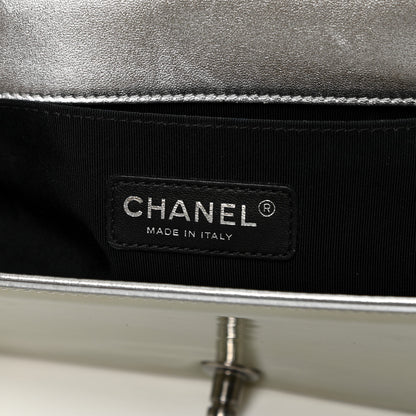 Chanel Metallic Patent Calfskin Quilted Medium Boy Flap Silver 5 of 16