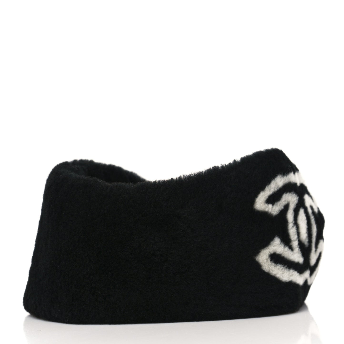 Dyed Lamb Shearling CC Headband Black White