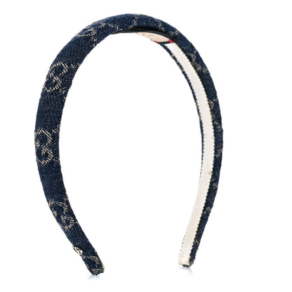 Gucci Denim Monogram Headband 2 of 9