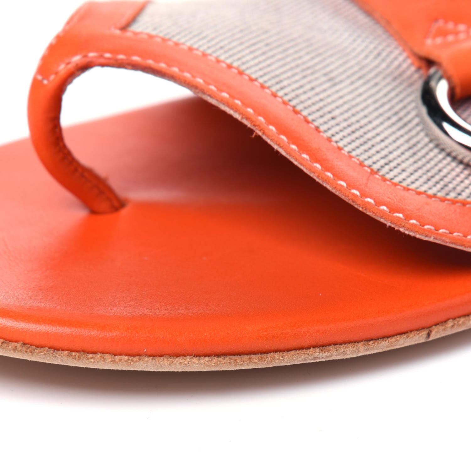 Hermes Calfskin Canvas Buckle Sandals 36.5 10 of 12