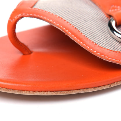 Hermes Calfskin Canvas Buckle Sandals 36.5 10 of 12