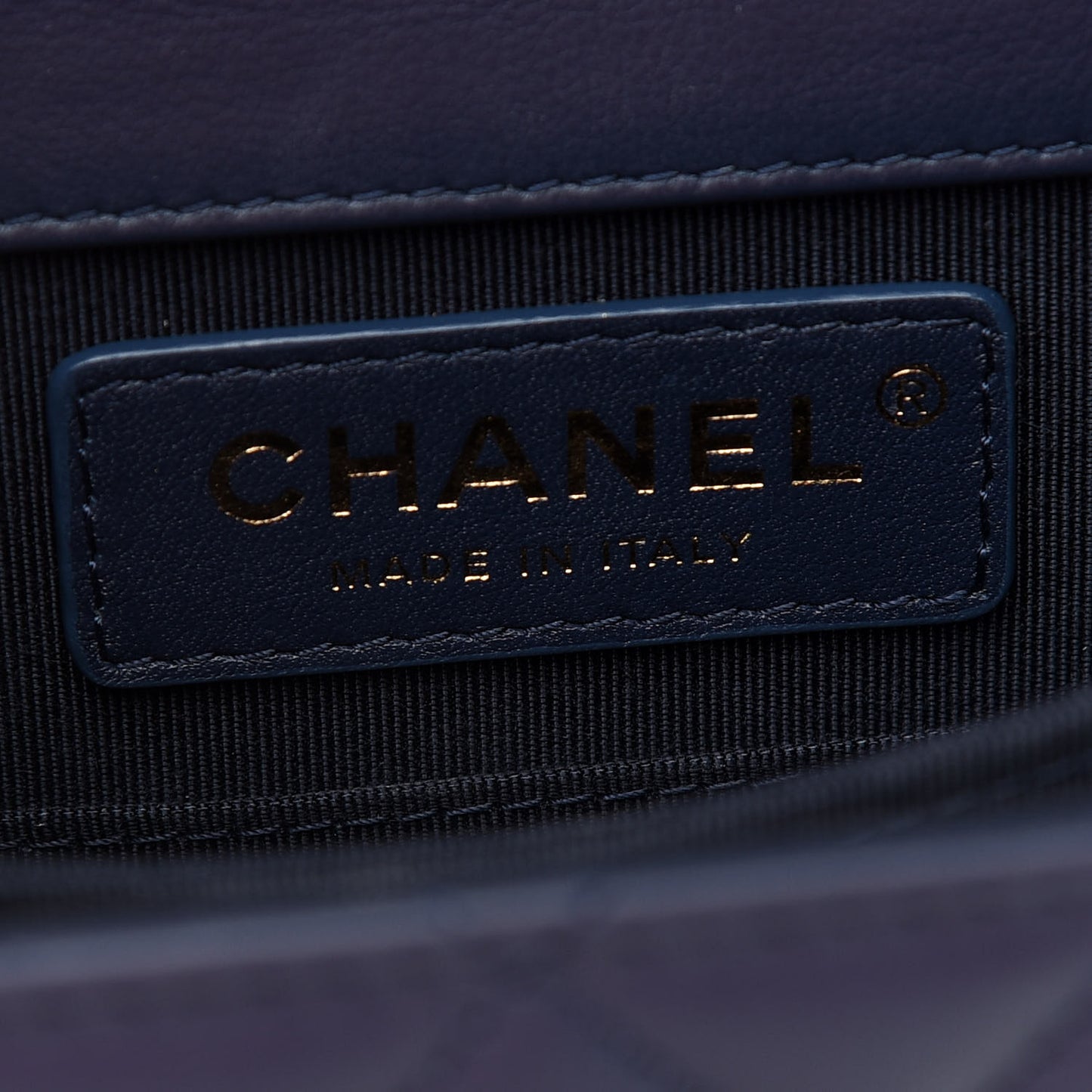 Calfskin Quilted North South Boy Flap Navy
