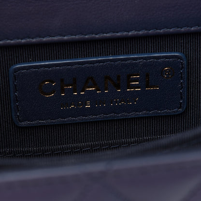 Chanel Calfskin Quilted North South Boy Flap Navy 6 of 9