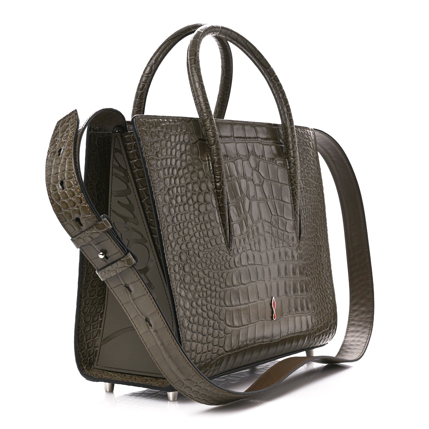 Christian Louboutin Calfskin Crocodile Embossed Medium Paloma Silex 3 of 13