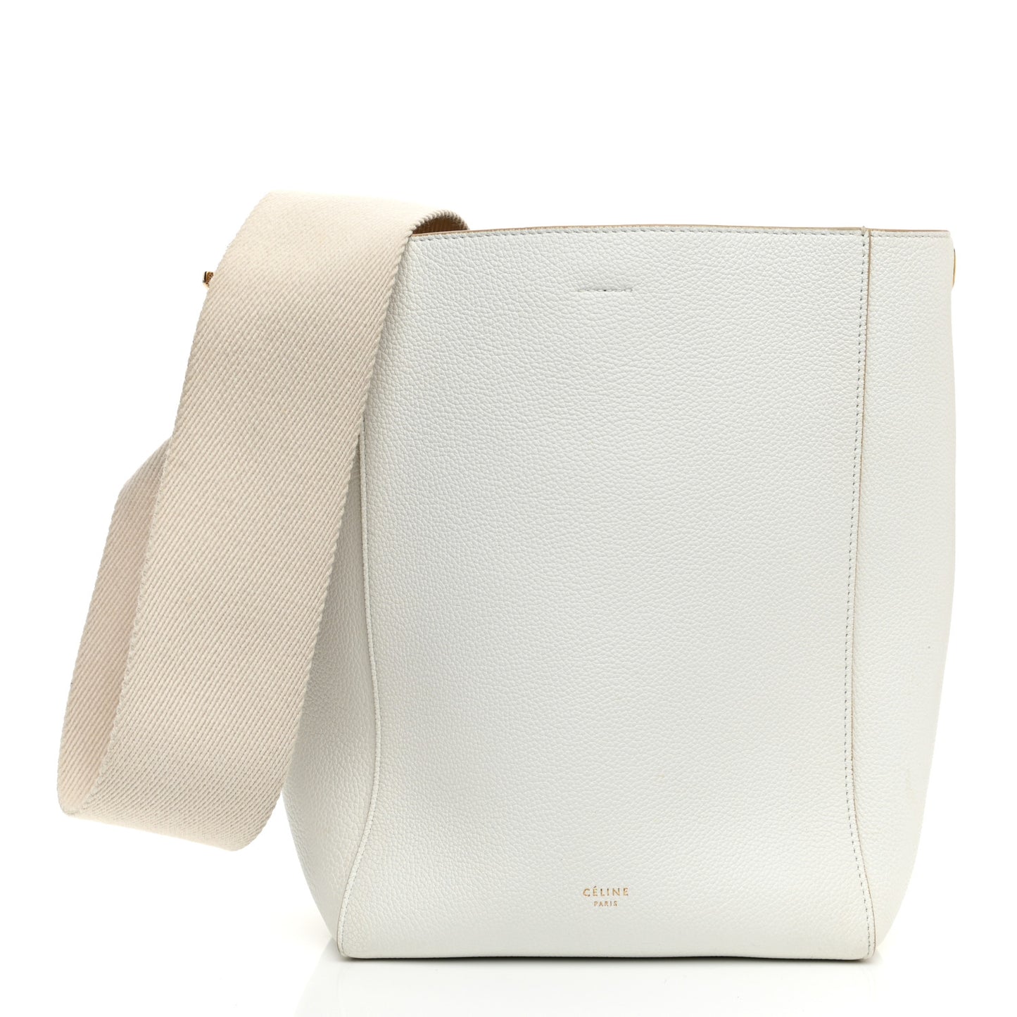 Soft Grained Calfskin Small Sangle Bucket Bag White