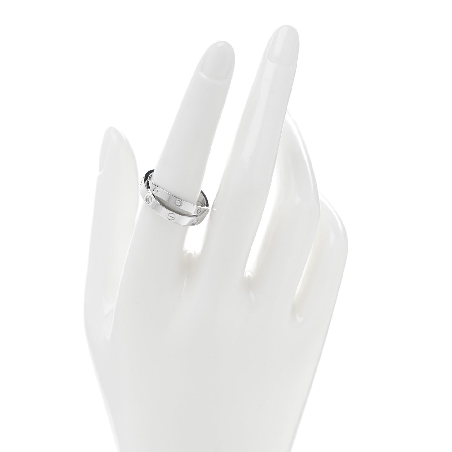 18K White Gold 6 Diamond LOVE Ring 56 7.5