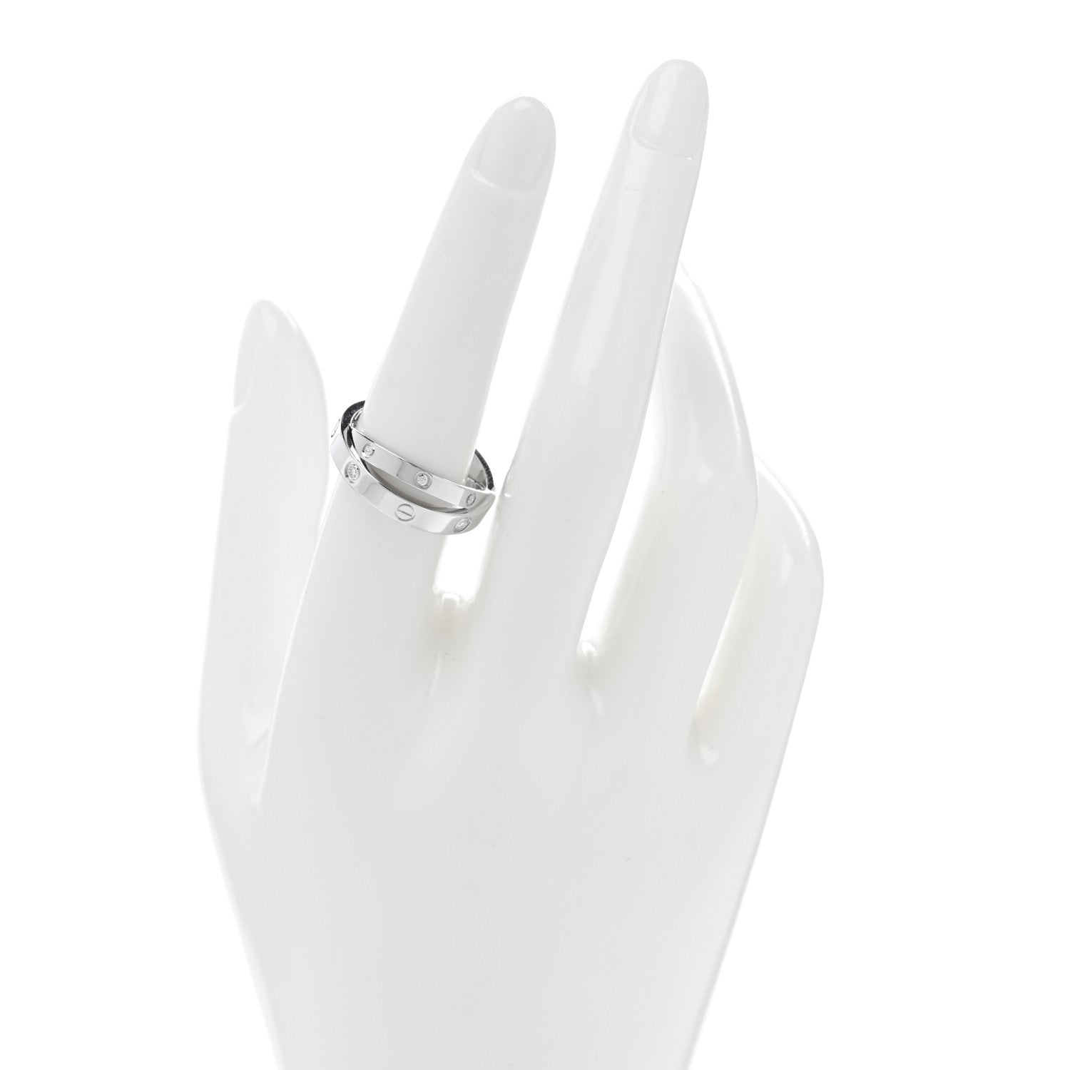Cartier 18K White Gold 6 Diamond LOVE Ring 56 7.5 2 of 4