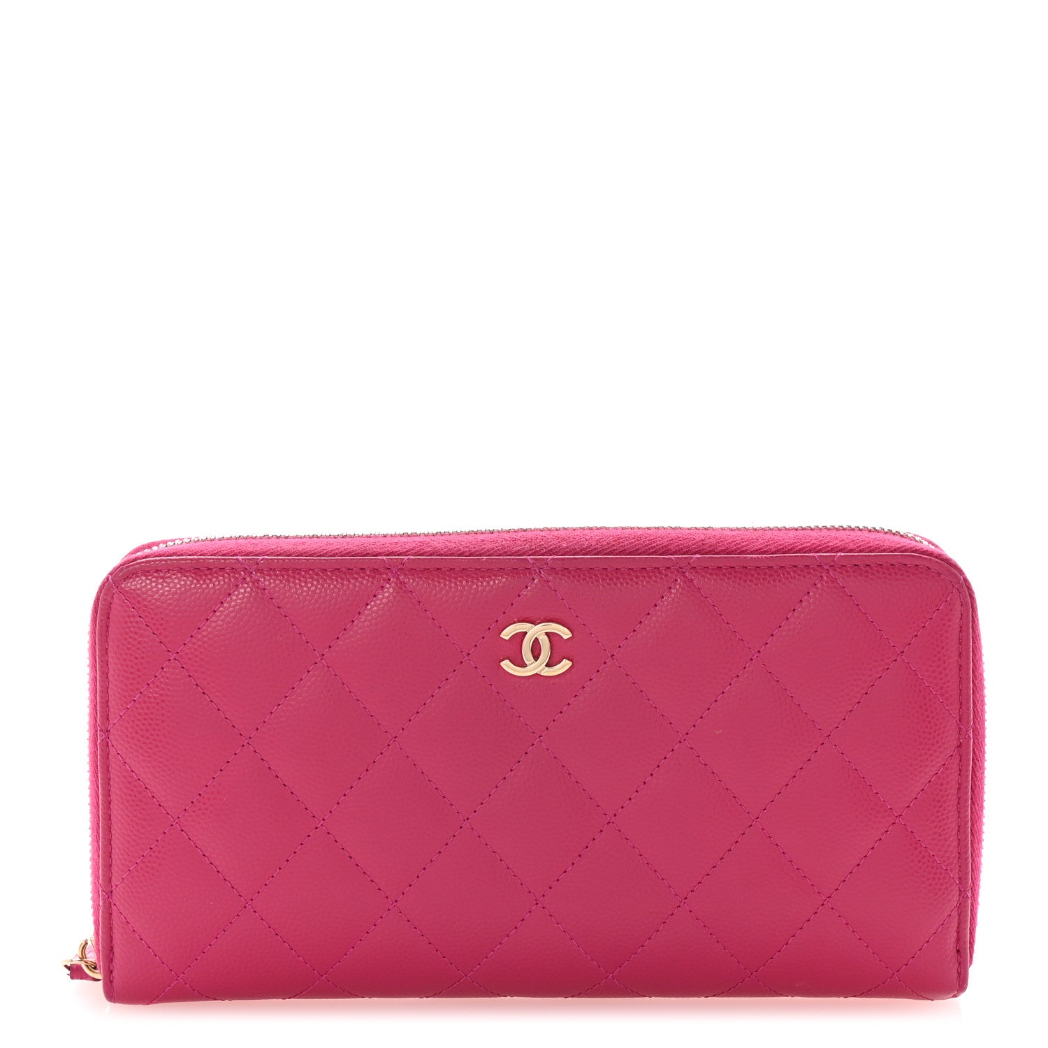 Chanel Caviar Quilted Large Gusset Zip Around Wallet Pink 1 of 8