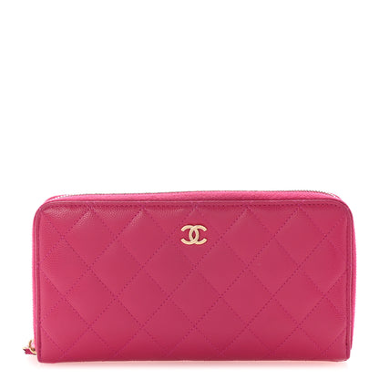 Chanel Caviar Quilted Large Gusset Zip Around Wallet Pink 1 of 8
