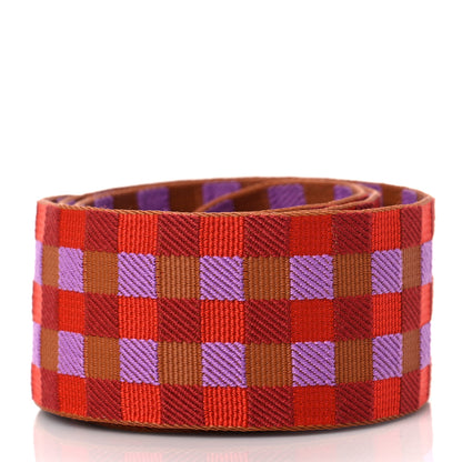 Hermes Toile Taurillon Clemence 50mm Maxi Quadrille Shoulder Strap Capucine Parme Rouge Duchess Gold 2 of 4