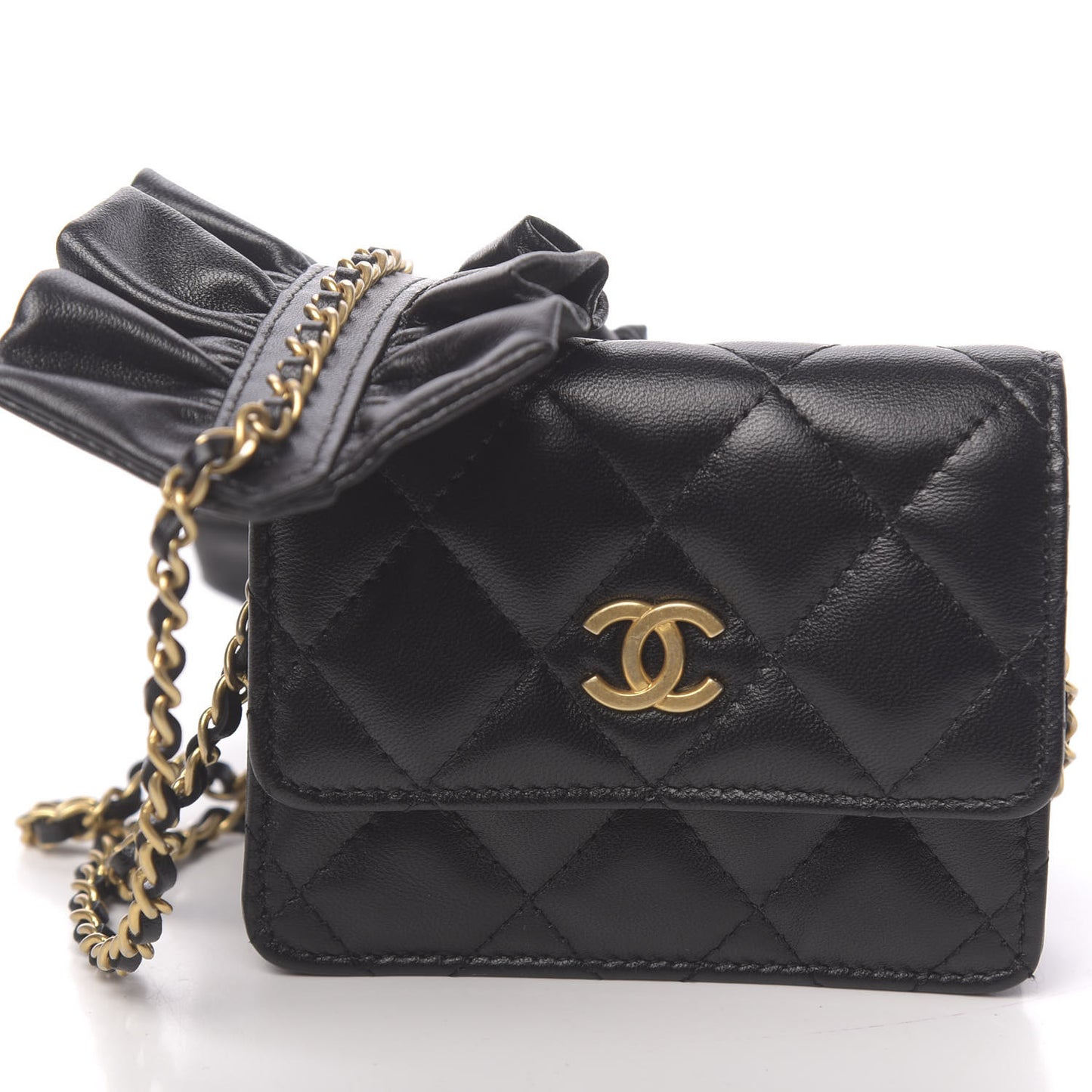 Lambskin Quilted Romance Clutch With Chain Black