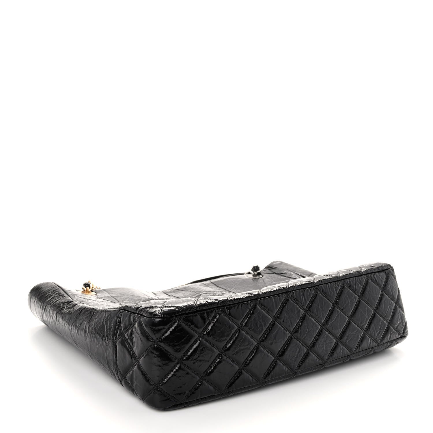 Chanel Shiny Aged Calfskin Quilted Large Shopping Bag Black 5 of 11