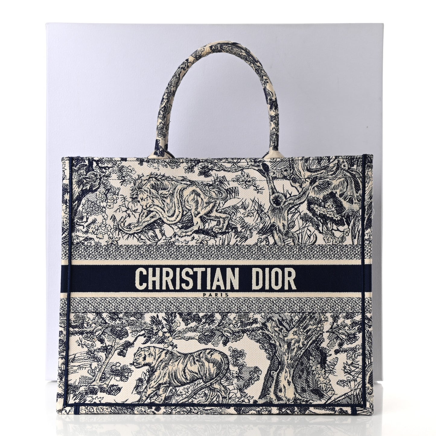 Canvas Embroidered Large Dioriviera Toile De Jouy Book Tote Blue