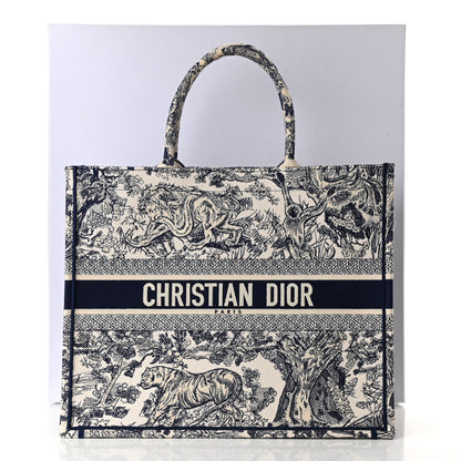 Christian Dior Canvas Embroidered Large Dioriviera Toile De Jouy Book Tote Blue 12 of 12