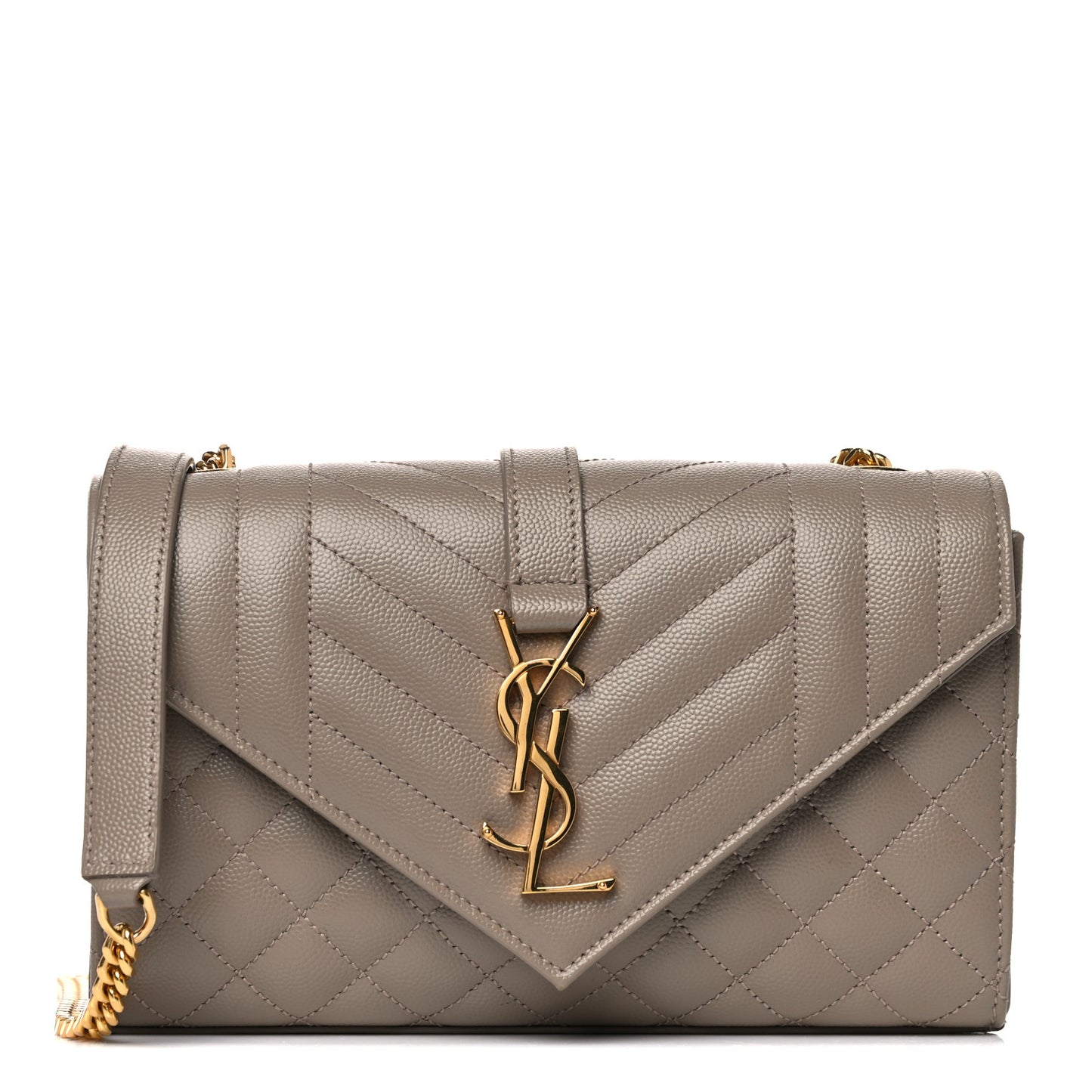 Grain De Poudre Textured Mixed Matelasse Triquilt Small Monogram Satchel Dark Beige