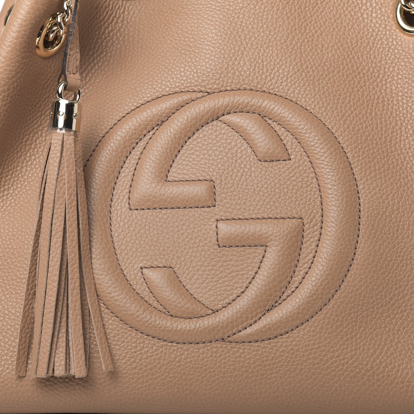 Pebbled Calfskin Medium Soho Chain Shoulder Bag Rose Beige