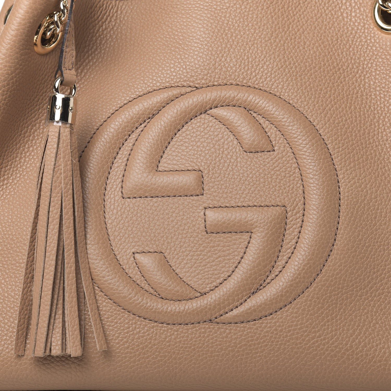 Gucci Pebbled Calfskin Medium Soho Chain Shoulder Bag Rose Beige 10 of 10