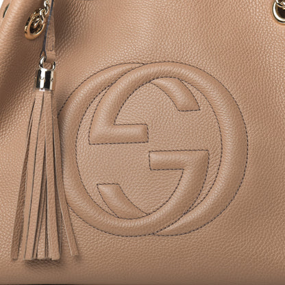 Gucci Pebbled Calfskin Medium Soho Chain Shoulder Bag Rose Beige 10 of 10