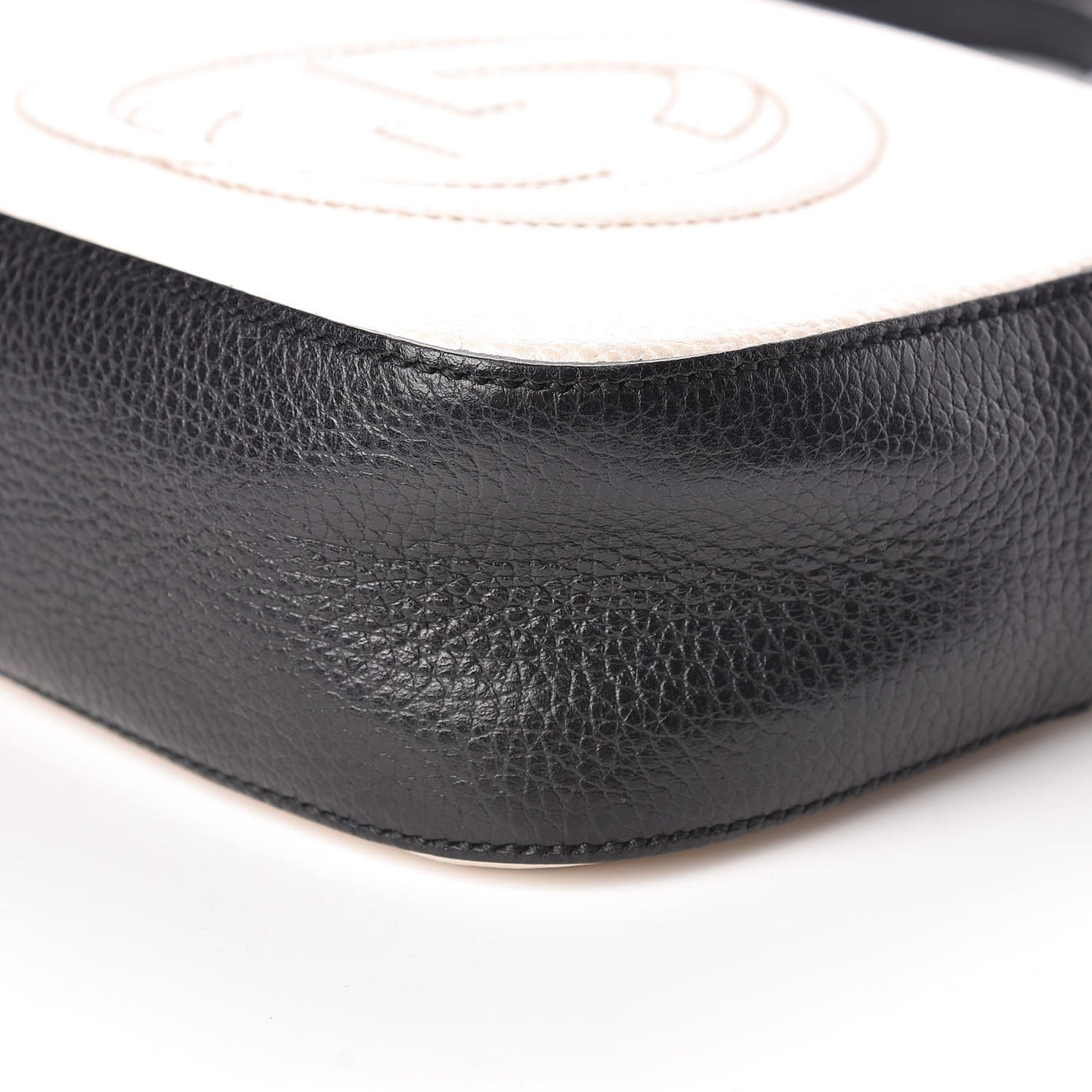 Dollar Calfskin Bi-Color Small Soho Disco Bag Mystic White Black