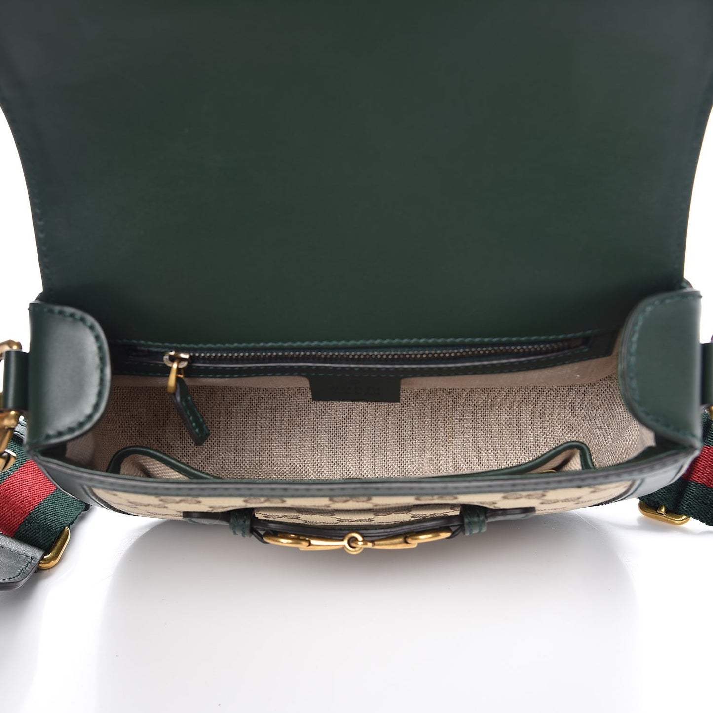 Monogram Calfskin Medium Lady Web Shoulder Bag Beige Green